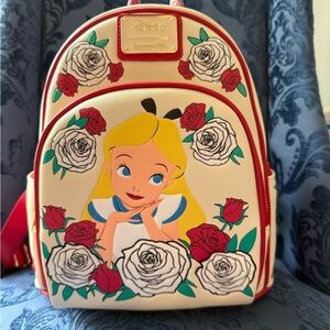 Disney Loungefly Alice in Wonderland Backpack Roses, NWT
